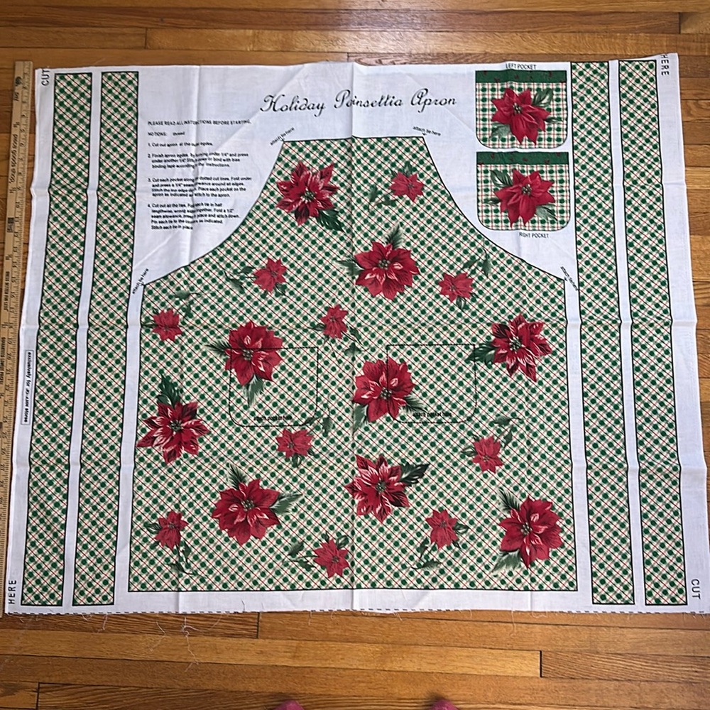 Holiday Poinsettia Apron craft fabric panel